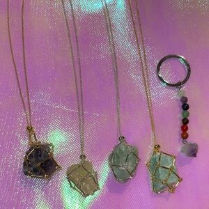 ✨4 Raw Crystal Gemstone Necklaces✨